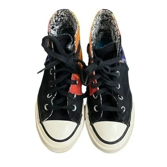 CONVERSE X SPACE JAM KIDS CHUCK 70 HI (BLACK/MANTRA ORANGE/MULTI) size 3. Sneakers